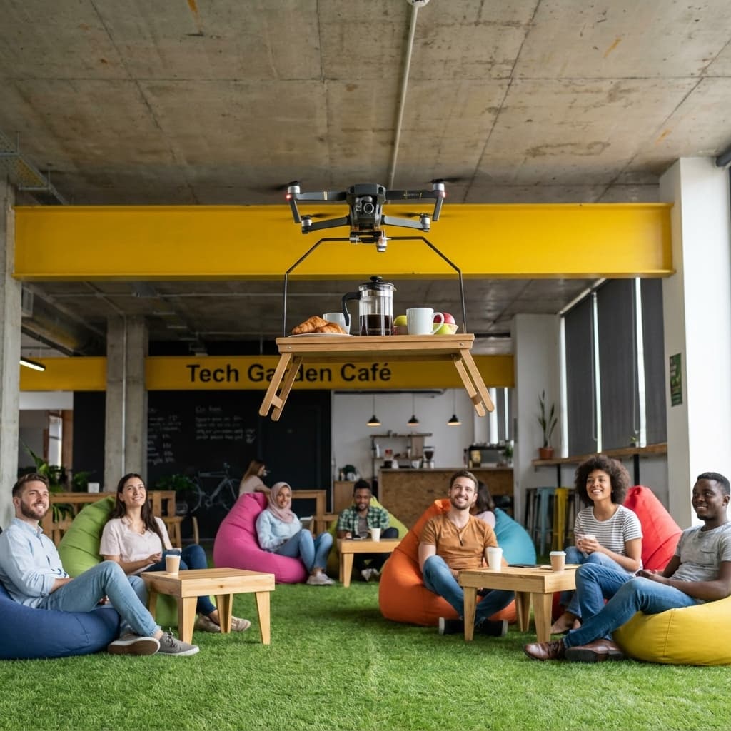 ドローンでのフード&ドリンク配膳